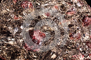 Garnet Mica-Schist sample. Almandine-garnets Crystals interspersed in a massive piece of shale rock