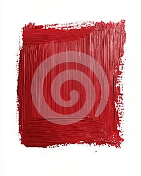 Garnet Red impasto stroke on white background with flat brush