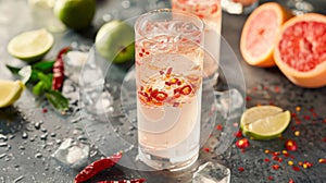 Garnished Grapefruit, Lime, and Pepper Spritzers