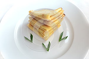 Garnished pancake ready to serve in restaurant