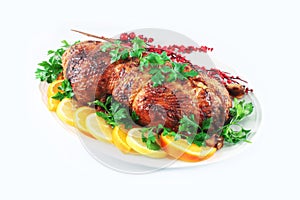 Garnished roasted duck