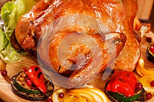 Garnished roasted turkey