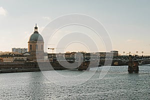 Garonne river and Dome de la Grave in Toulouse, France