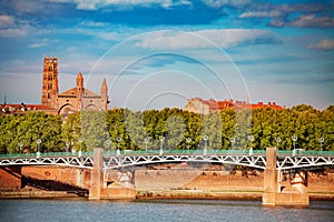 Garonne river embankment in summer, Toulouse