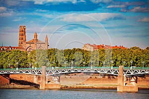 Garonne river embankment in summer, Toulouse photo