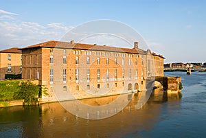 Garonne river and historic building