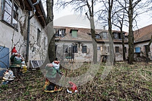 gartenzwerg mit kopf auf dem boden in einem garten