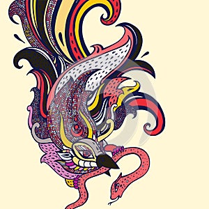 Garuda. Hand drawn illustration.
