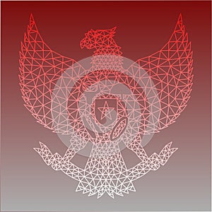 Garuda Pancasila Symbol Of Indonesia Country In Polygon Style photo