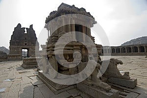 The Garuda shrine in the form of stone chariot at Vitthala temple.