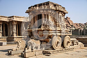 The Garuda shrine in the form of stone chariot at Vitthala temple, Hampi, Karnataka, India