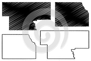 Garvin and Harper County, Oklahoma State U.S. county, United States of America, USA, U.S., US map vector illustration, scribble