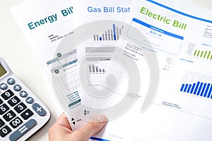 Gas bill statement and home energy consumption