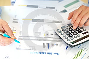 Home heating gas expenses and bill statement document