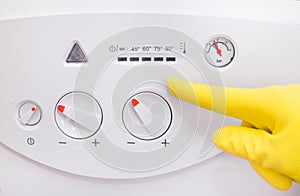 Gas boiler control panel