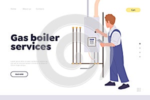 Gas boiler services landing page design website template offering professional help in installation