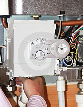 Gas boiler under repair