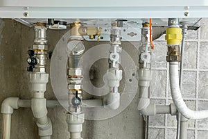 Gas boiler water heater pipes connection