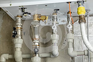 Gas boiler water heater pipes connection