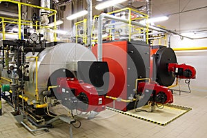 Gas boilers in gas boiler room