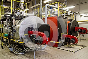 Gas boilers in gas boiler room