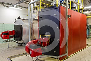 Gas boilers in gas boiler room