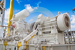 Gas booster compressor in vapor recovery unit of oil and gas platform photo