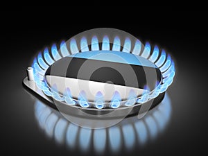 Gas burner flame  with Estonian flag on black