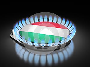 Gas burner flame  with Hungarian flag on black