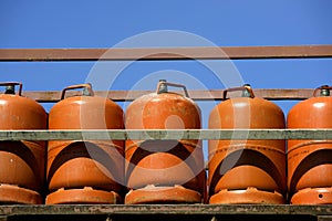 Gas butano color Naranja. Orange Gas Racks photo