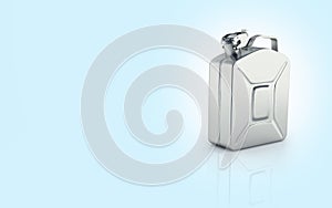 Gas canister on blue gradient background with reflection and place for text 3d