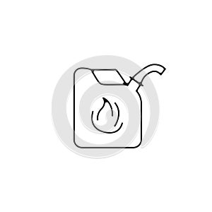 Gas canister with flame line icon. gas canister linear outline icon