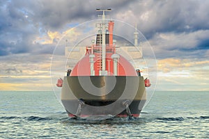 Gas carrier sailing in ocean. 3D rendering