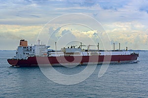 Gas carrier vessel approaching to port.