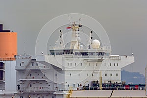 Gas carrier vessel superstructure.