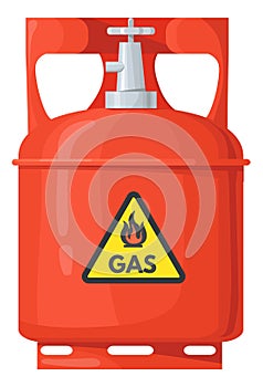 Gas container. Red metal fuel barrel icon