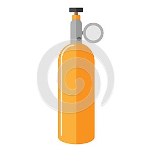 Gas cylinder for diving isolated on white background. Yellow propane bottle icon container in flat style. Contemporary canister