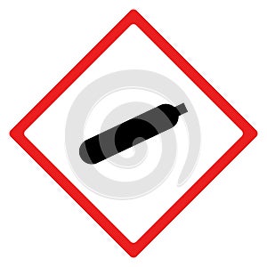 Gas cylinder hazard sign or symbol. Vector design isolated on white background.  Latest hazard signs collection. GHS hazard sign