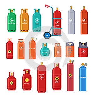 Gas cylinder. Oxygen metal tank, bottle storage. Home and outdoor petroleum industry equipment. Isolated nitrogen