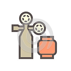 Gas cylinder and pressure gauge or manometer icon