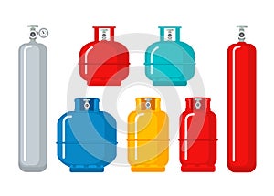 Gas cylinder vector tank. Lpg propane bottle icon container. Oxygen gas cylinder canister fuel storage