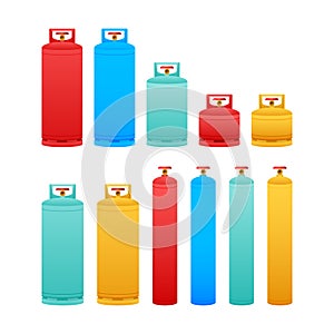 Gas cylinder vector tank. Lpg propane bottle icon container. Oxygen gas. Vector stock illustration