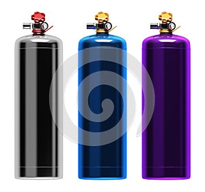 Gas cylinders in different colors