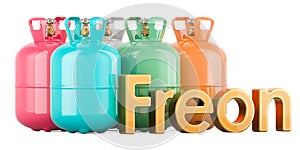 Gas cylinders with freon, 3D rendering