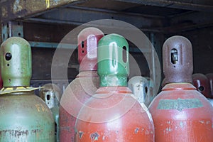 Gas cylinders in storage