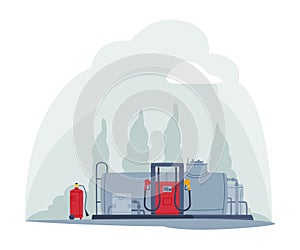 Gas Filling Station as Facility Selling Fuel for Motor Vehicle Vector Illustration