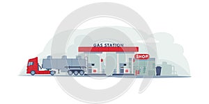 Gas Filling Station as Facility Selling Fuel for Motor Vehicle Vector Illustration