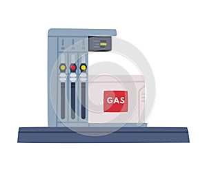 Gas Filling Station with Gasoline Pump as Facility with Fuel for Motor Vehicle Vector Illustration