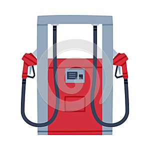 Gas Filling Station with Gasoline Pump as Facility with Fuel for Motor Vehicle Vector Illustration