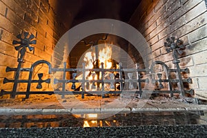 Gas Fireplace with Brick Surround